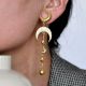 Crescent Moon Drop Earrings in 22K Gold-Plated Brass with Enamel Detailingâ€“ 3.1